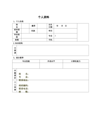 个人简历基本格式
