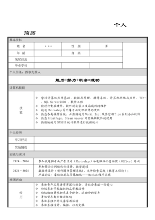 个人简历大全-可直接下载