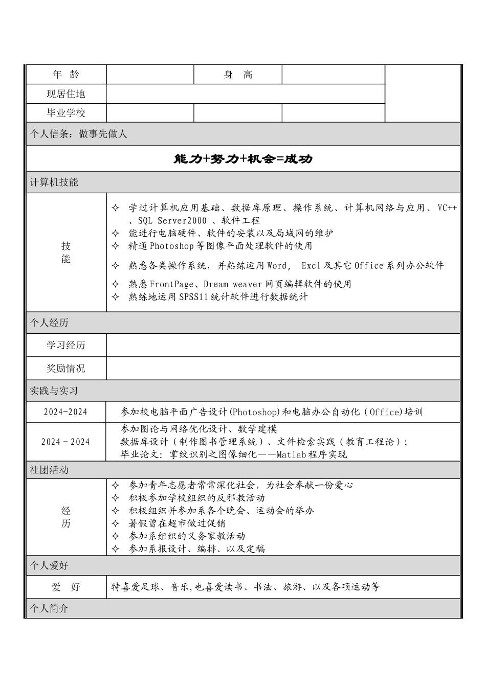 个人简历模板大全(word版可编辑)_第2页