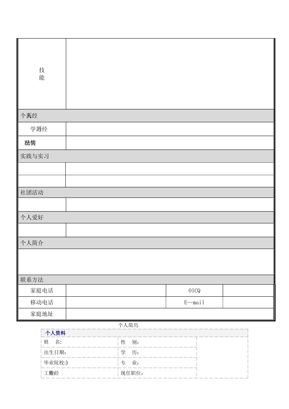 个人简历模板框架大全_第3页