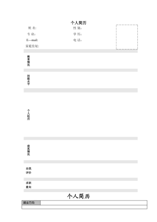 个人简历模板框架大全