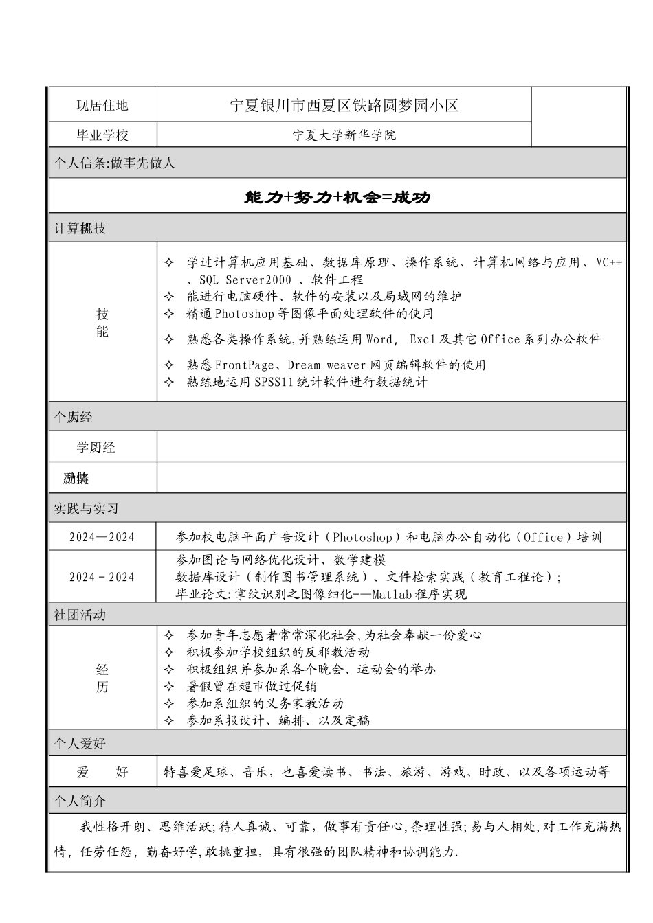 个人简历模板精选_第3页