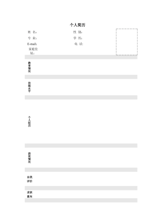 个人简历模板精选