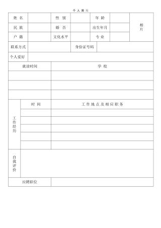 个人简历简化版