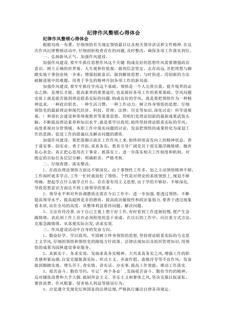 个人纪律作风整顿心得体会_第1页