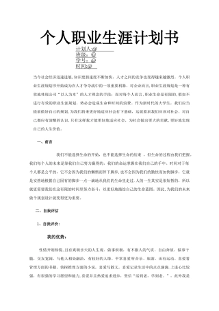 个人职业生涯计划书