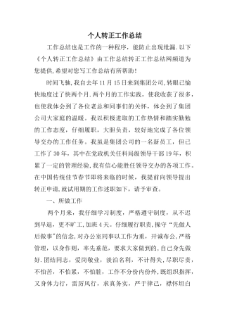 个人转正工作总结