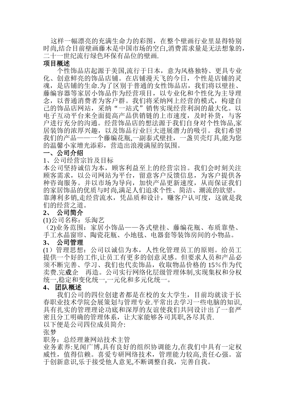 个性饰品店创业计划书_第2页