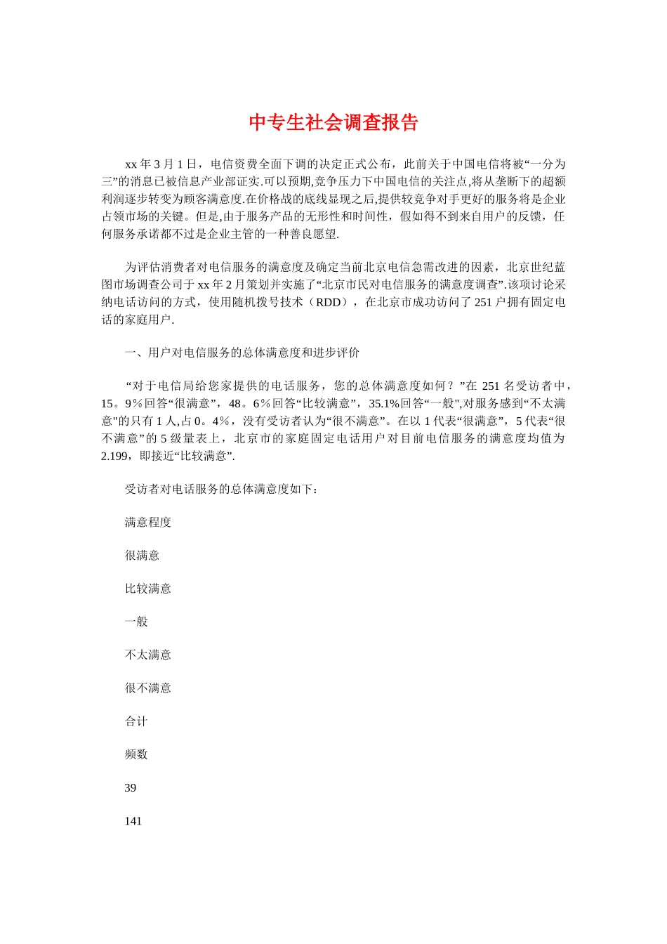 中专生社会调查报告与中医个人述职报告汇编_第1页