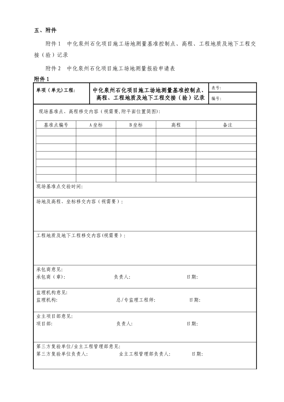 中化泉州石化有限公司项目管理手册-施工测量放线管理规定_第2页