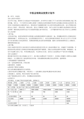中医会馆投资计划书