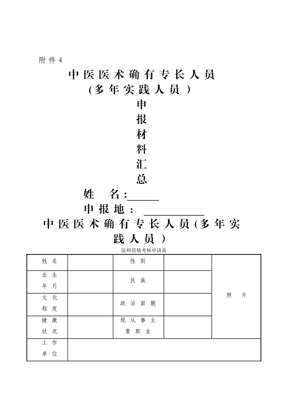 中医医术确有专长人员申报材料汇总_第1页
