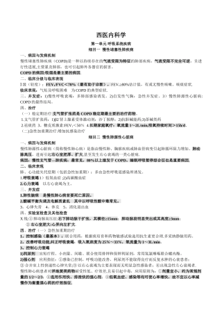 中医执业医师西医内科学重点