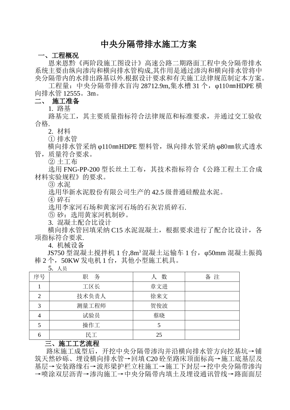 中央分隔带排水施工方案_第1页