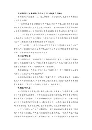 中央国债登记结算有限责任公司的甲乙丙类账户的概念