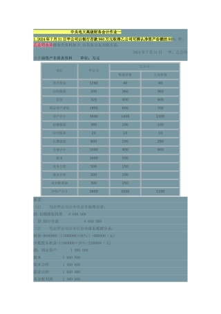 中央电大高级财务会计作业一
