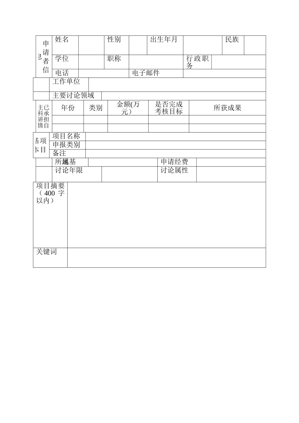 中央高校基本科研业务费专项资金项目申请书_第2页