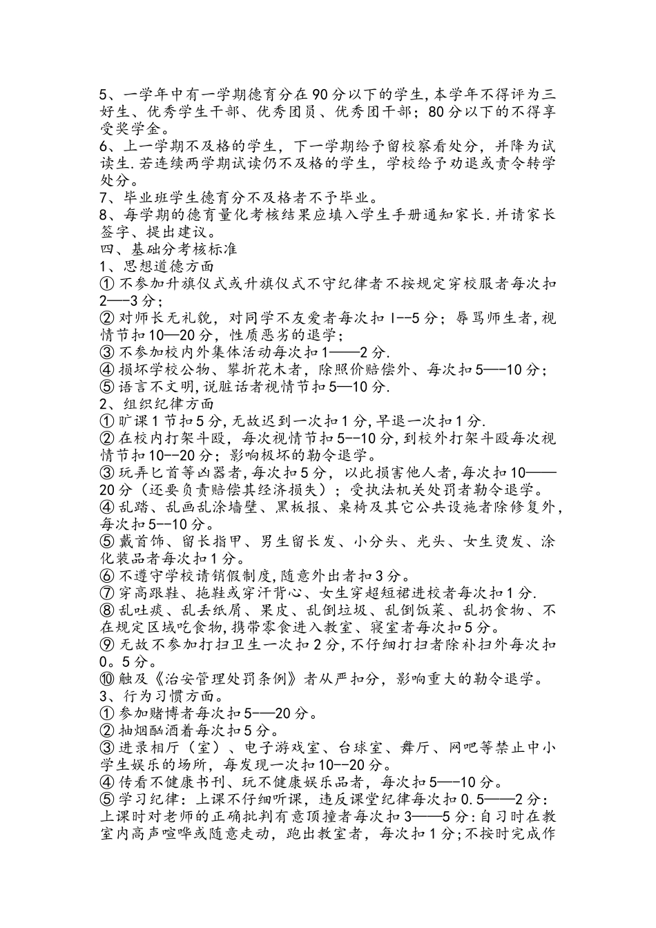 中学学生德育量化考核细则_第2页