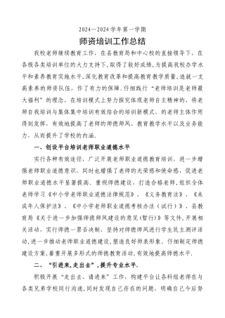 中学师资培训工作总结