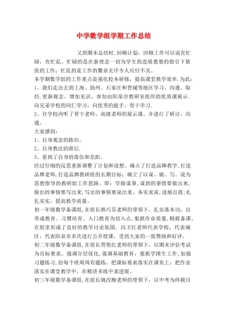 中学数学组学期工作总结