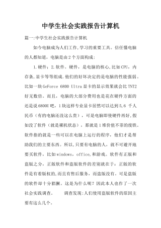 中学生社会实践报告计算机