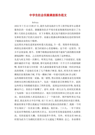 中学生社会实践调查报告范文