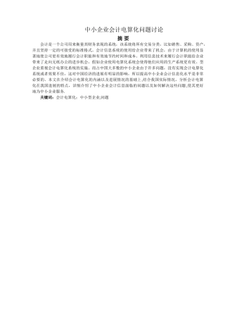 中小企业会计电算化问题研究