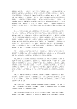 中小企业信息化存在的问题及现状