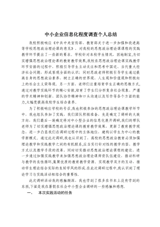 中小企业信息化调查个人报告