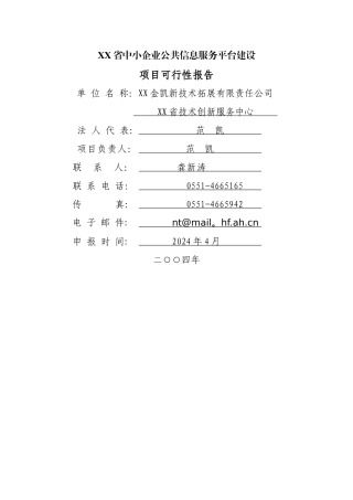 中小企业公共信息服务平台建设可行性研究报告