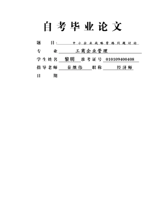 中小企业战略管理问题研究-初稿—Lee