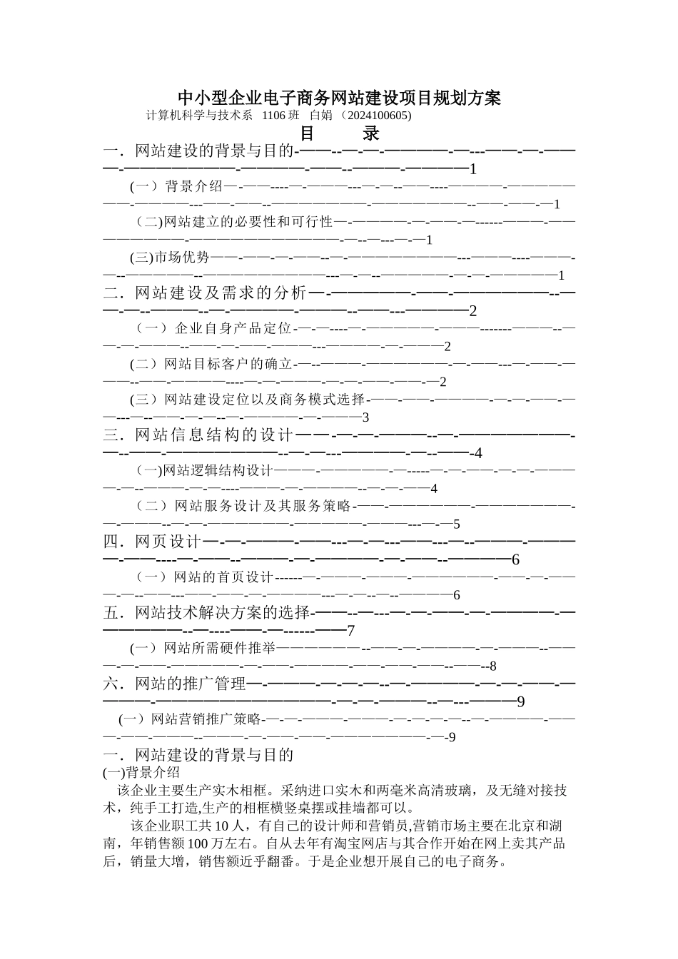 中小企业电子商务网站建设项目规划方案_第1页