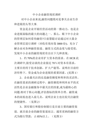 中小企业融资现状调研