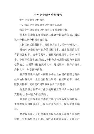 中小企业财务分析报告