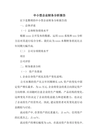 中小型企业财务分析报告