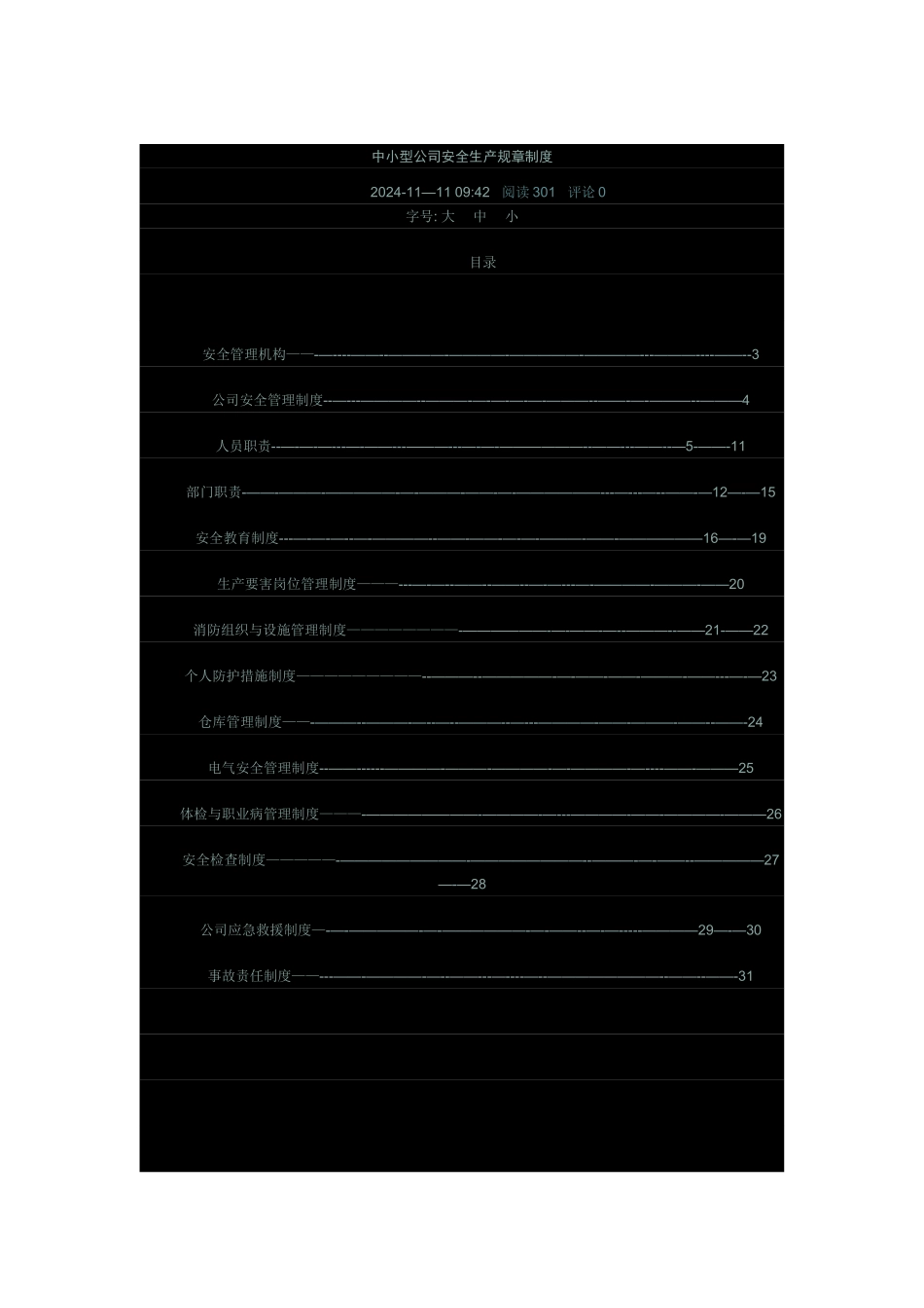 中小型公司安全生产规章制度_第1页