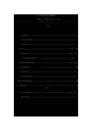 中小型公司安全生产规章制度