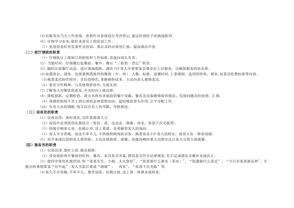 中小型酒店各岗位职责_第2页