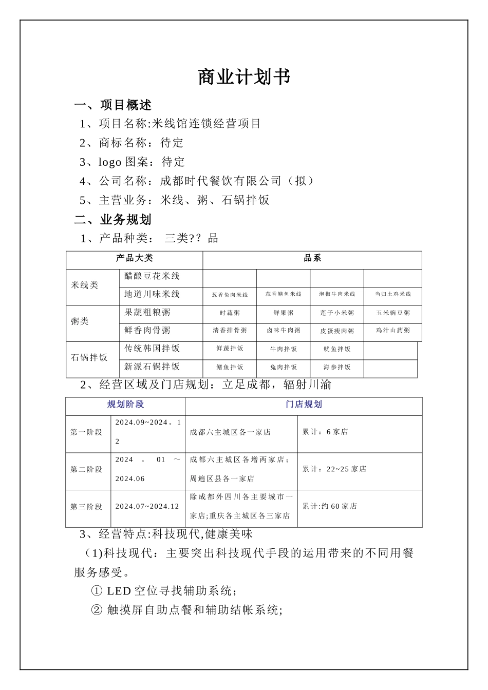 中小型餐饮项目-投资计划书-商业计划书_第1页