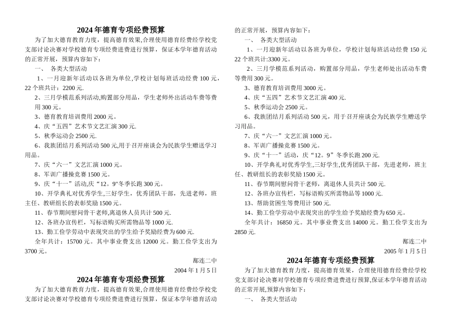 中小学德育专项经费预算_第1页