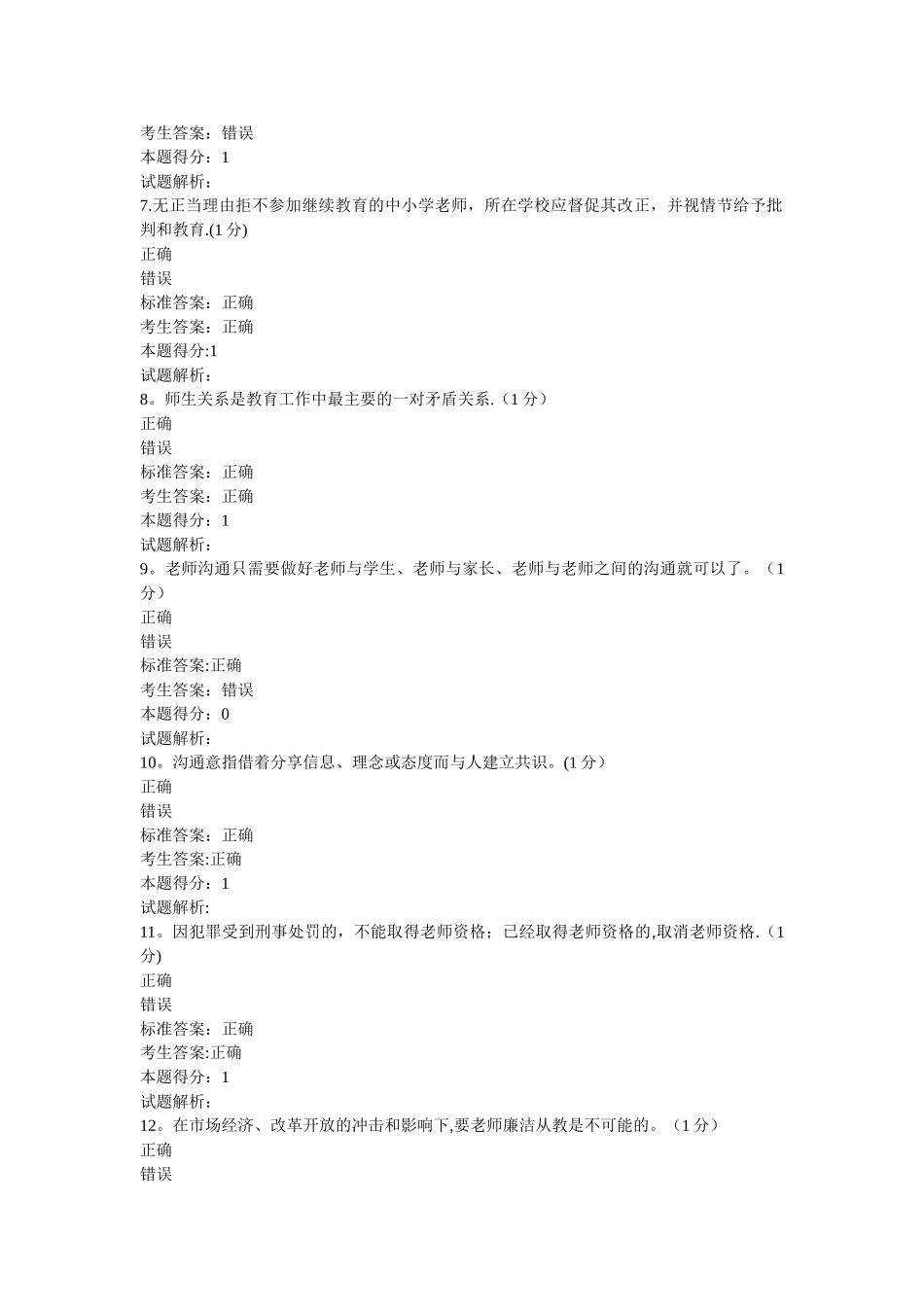 中小学教师职业道德修养试卷_第2页