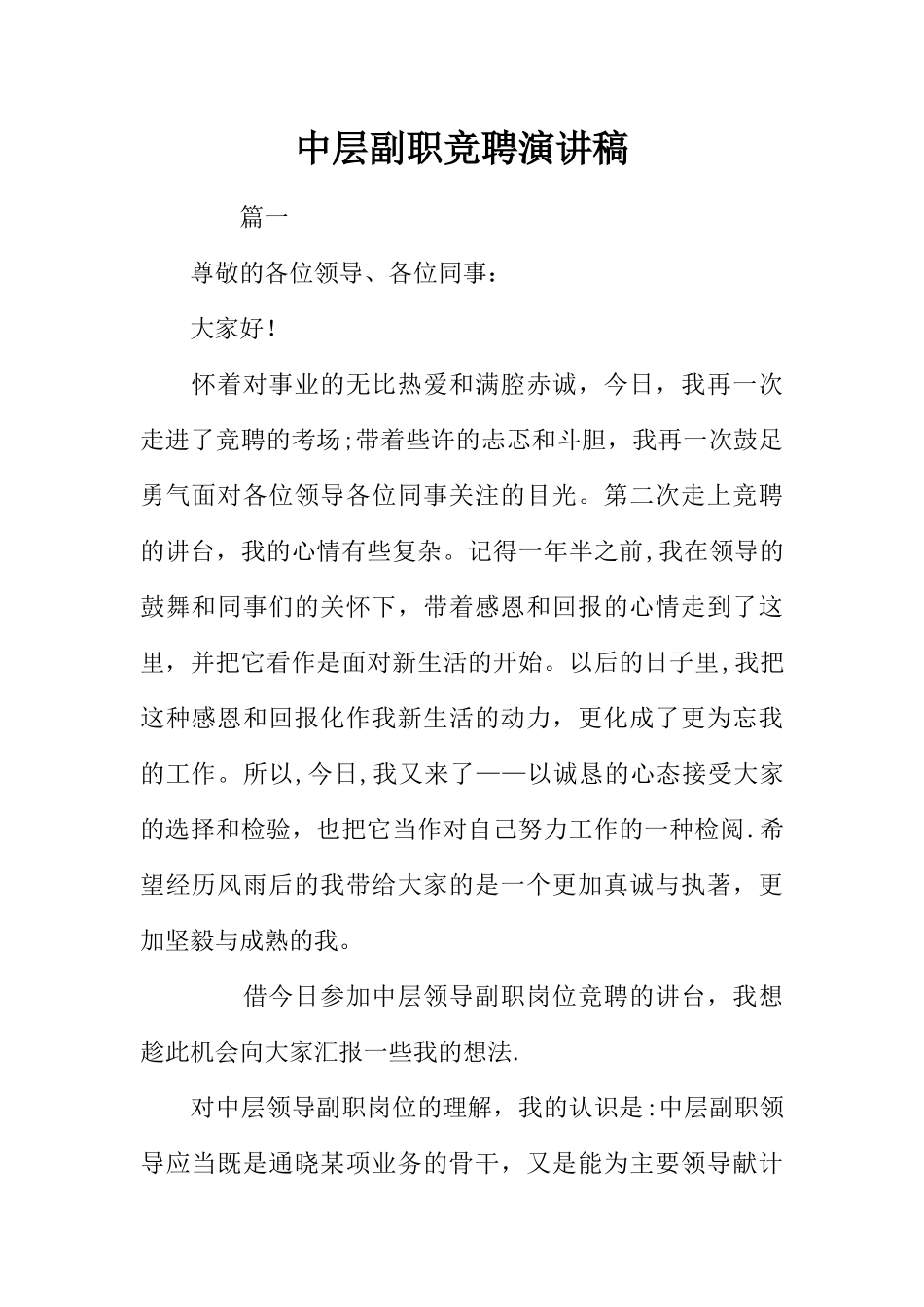 中层副职竞聘演讲稿_第1页