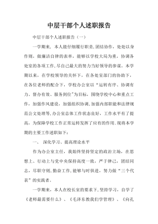中层干部个人述职报告