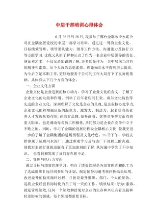 中层干部培训心得体会