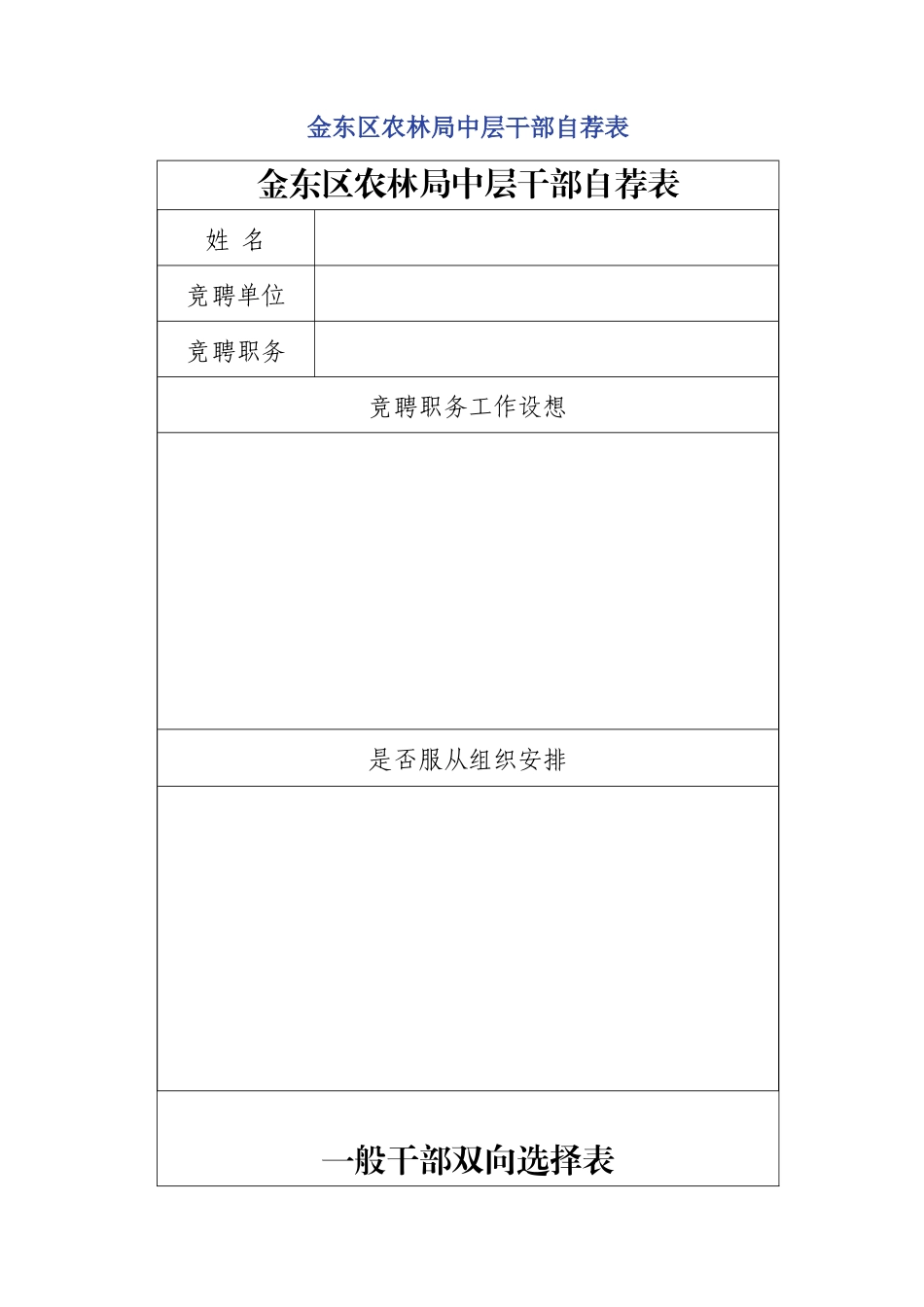 中层干部岗位自荐表_第1页