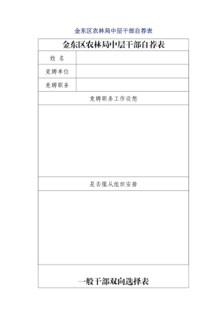 中层干部岗位自荐表