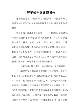 中层干部年终述职报告