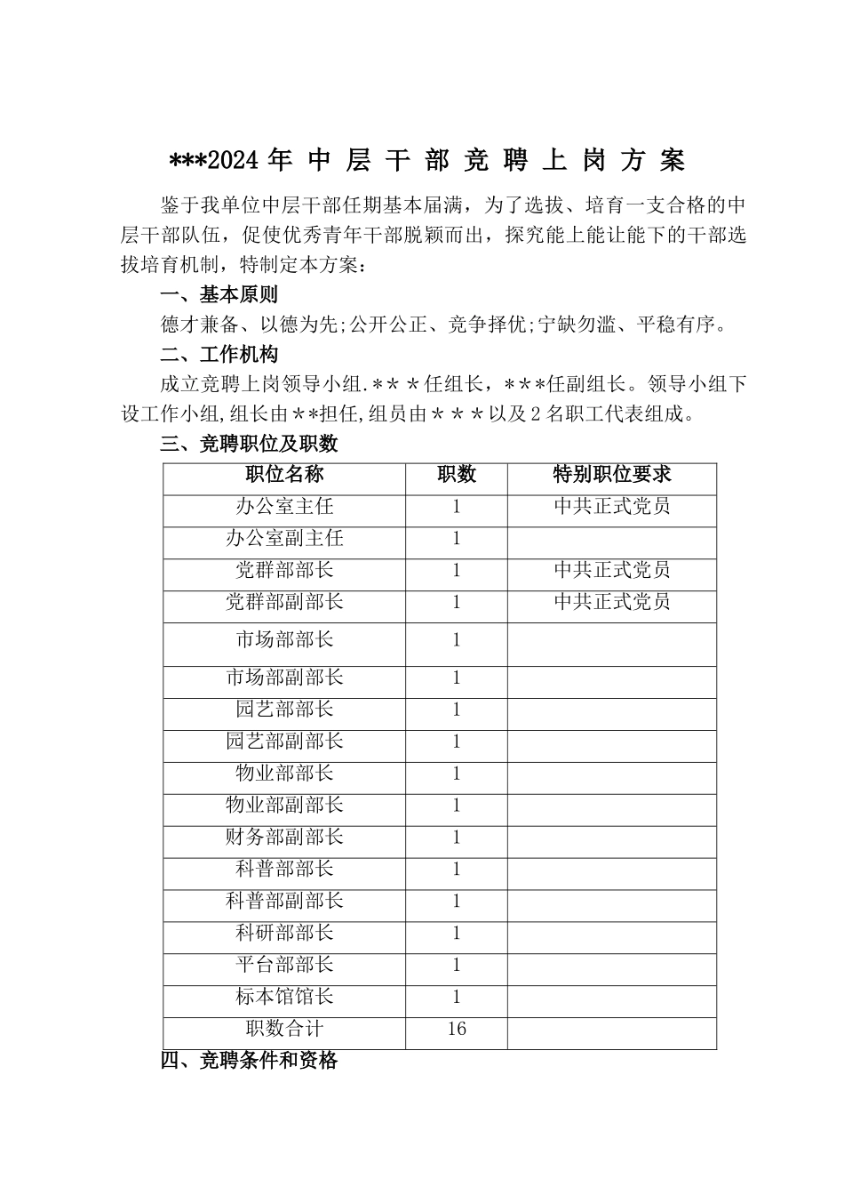 中层干部竞聘上岗方案_第1页