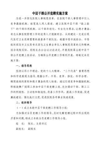 中层干部竞聘实施方案