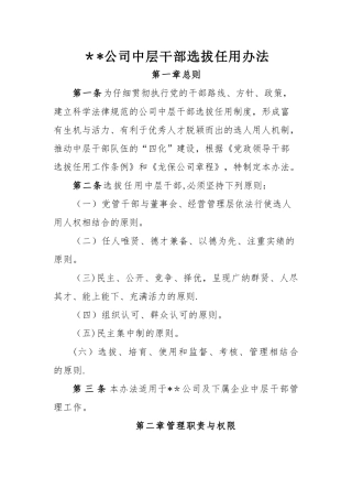 中层干部选拔任用办法